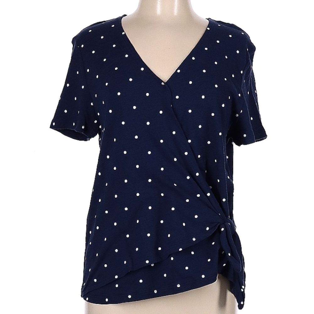 Old Navy Navy Blue Polka Dot Short Sleeve Top